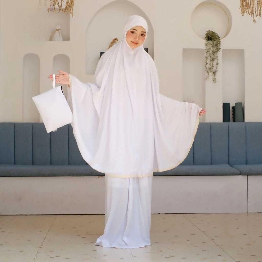 Mukena katun rayon premium | mukena resleting kombinasi renda simpel | mukena dewasa jumbo kekinian