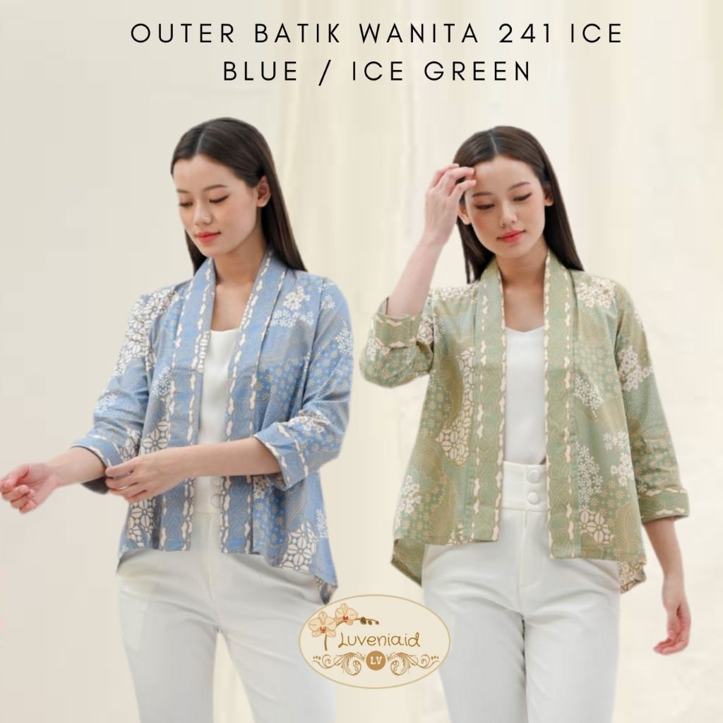 Outer Batik Wanita 241 ICE BLUE / ICE GREEN - Batik Modern / Batik Wanita / Blouse Batik / Batik Cou