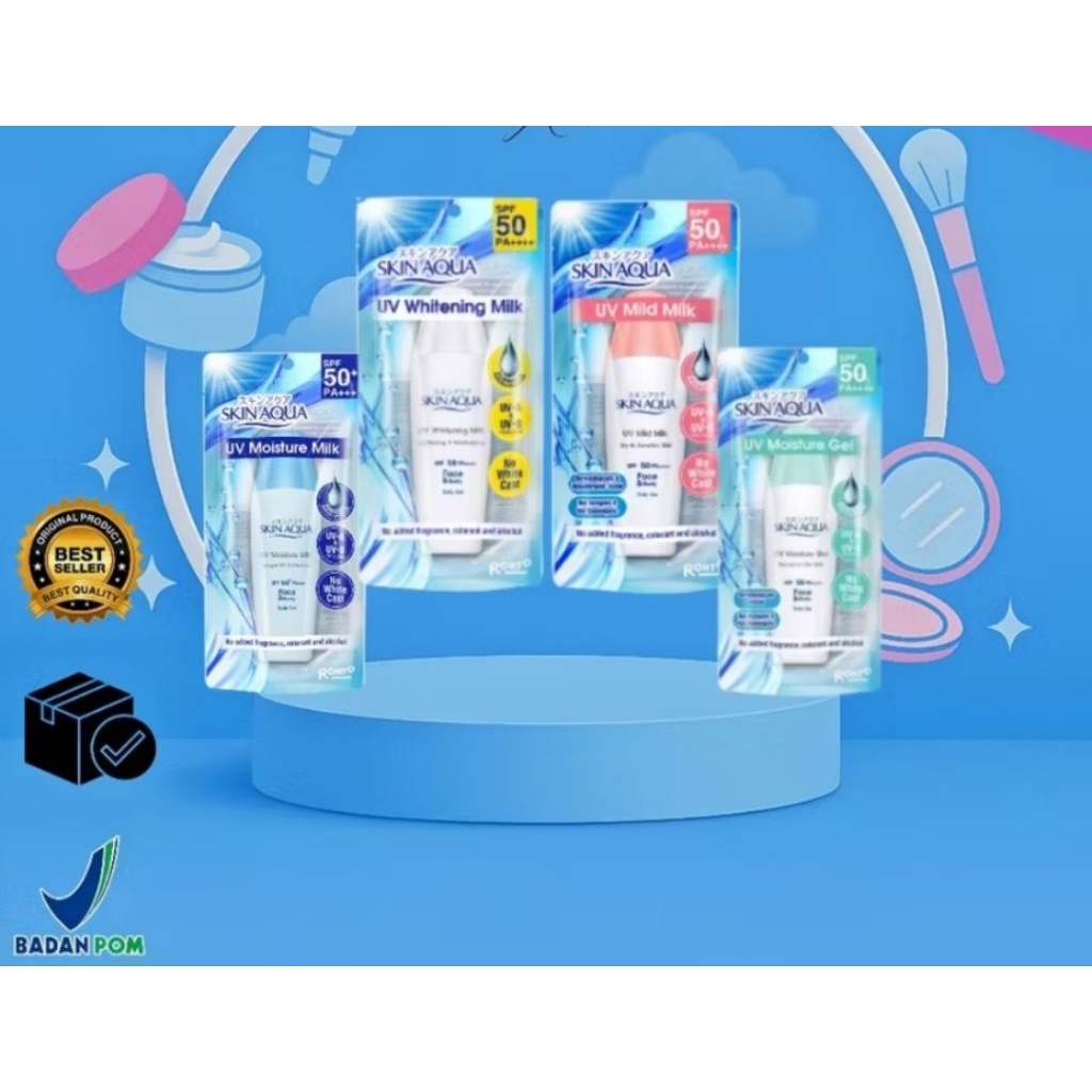 Skin Aqua Sunscreen SPF 50 40gr | Skin Aqua Moisture Gel Hijau | Skin Aqua Mild Milk Pink | Skin Aqu