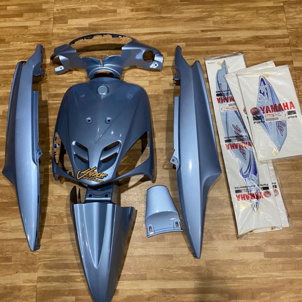 Body Set Mio Sporty Biru Muda Telur Bebek 5TL Original Fullset Striping Graphic