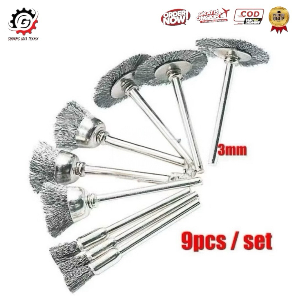 9PCS Sikat Kawat Mini Mata Bor Sikat Mini Brush Sikat Mini Grinder