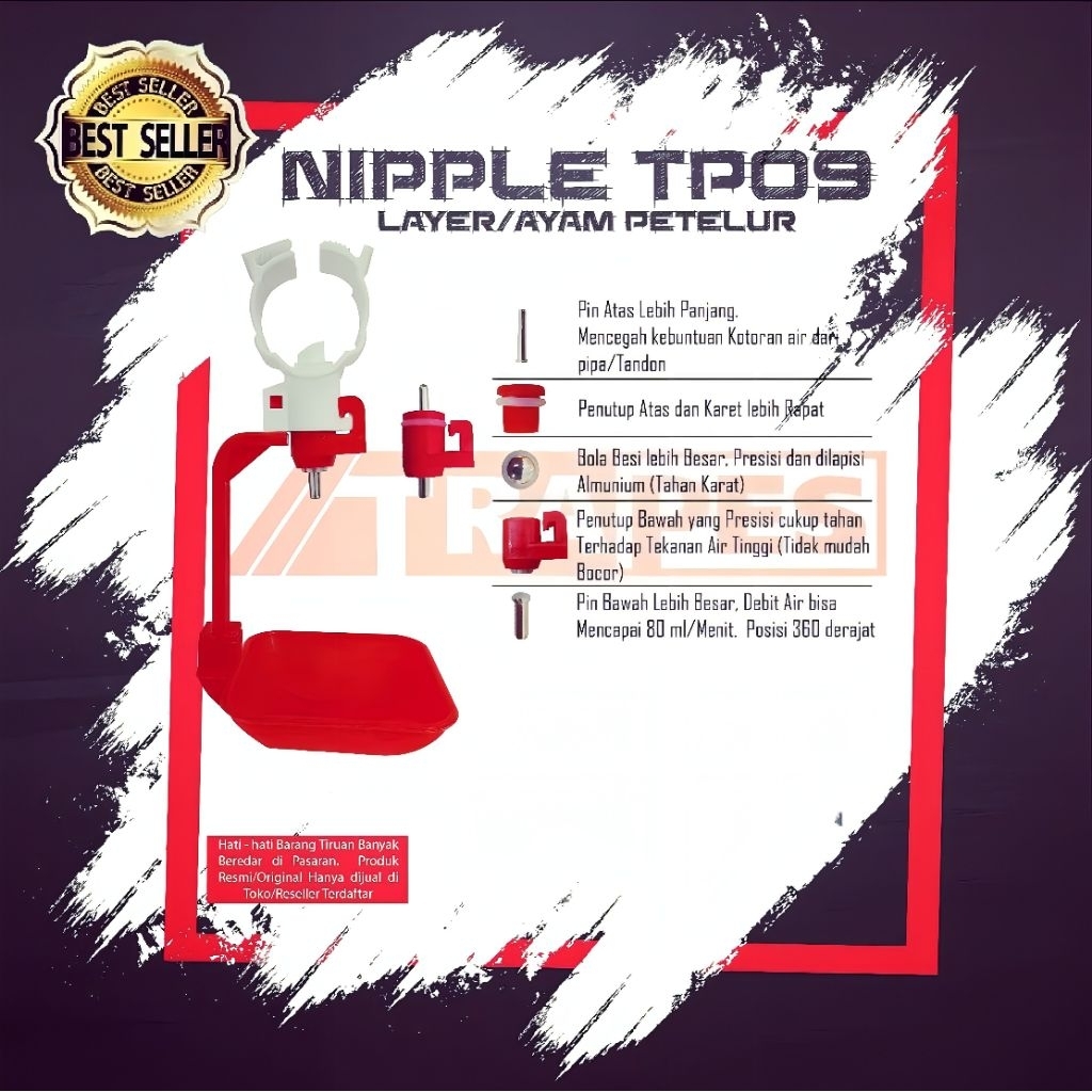 nipel nepel nippel layer TP09+ Tempat Minum Ayam Petelur