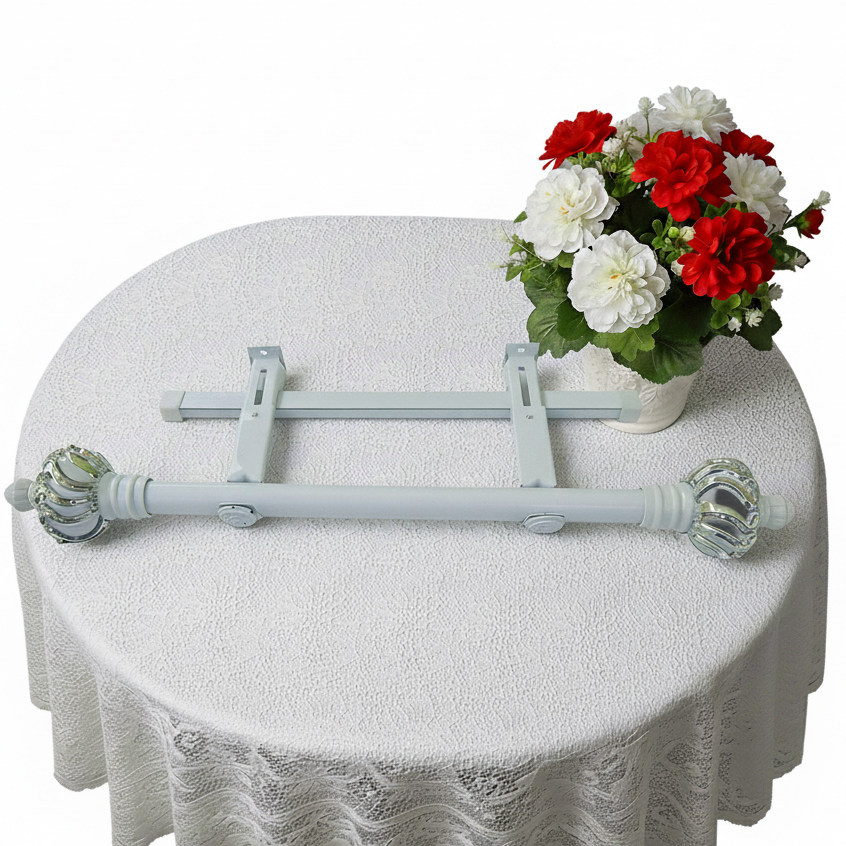 Tiang Gorden Pintu Pipa Polos Besi Gordeng Penyangga Tirai Gulung Jendela + Rel Vitrase Double Set