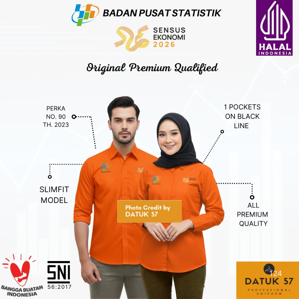 Original Premium by Datuk57 : Seragam Kemeja PDH BPS Badan Pusat Statistik SE Sensus Ekonomi Terbaru