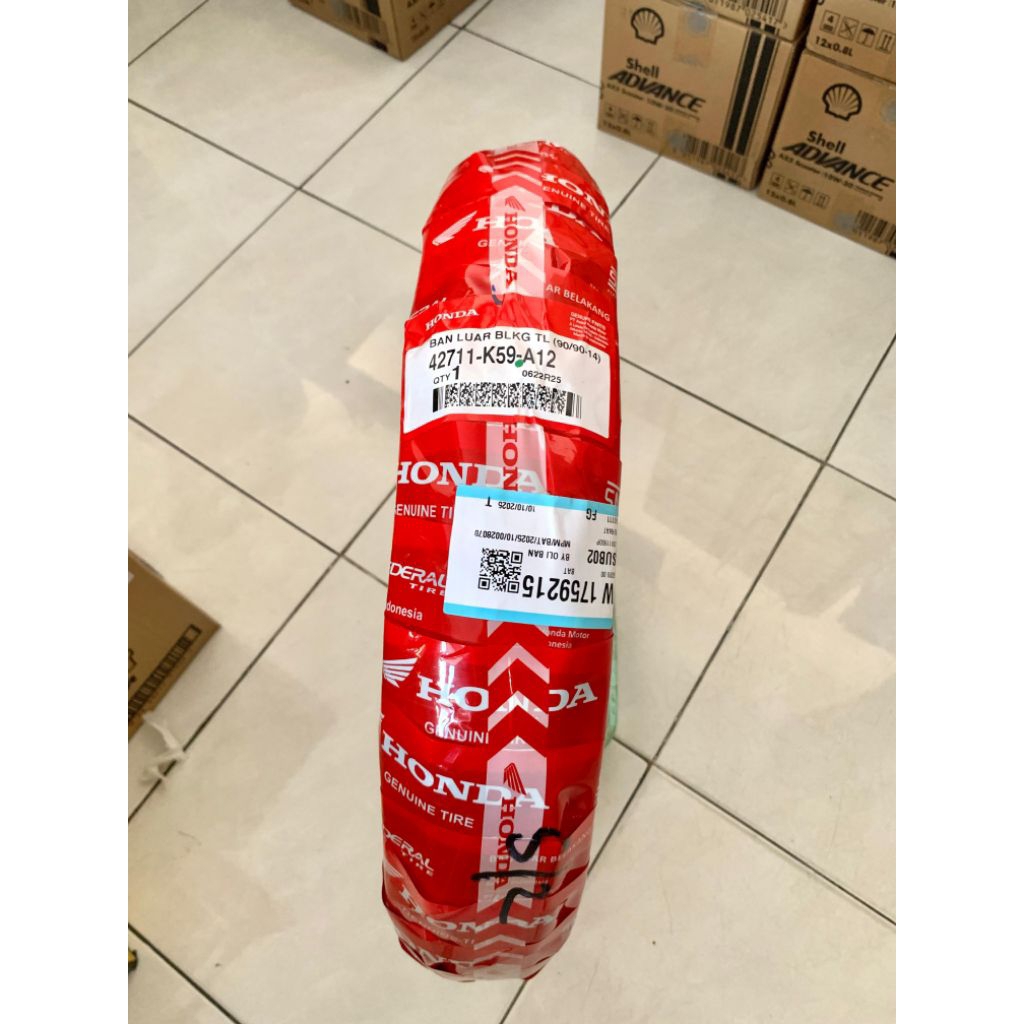 Ban Luar Honda AHM 42711-K59-A12 90/90-14 Tubeless / Ban Belakang Sepeda Motor Beat Vario 100% Origi