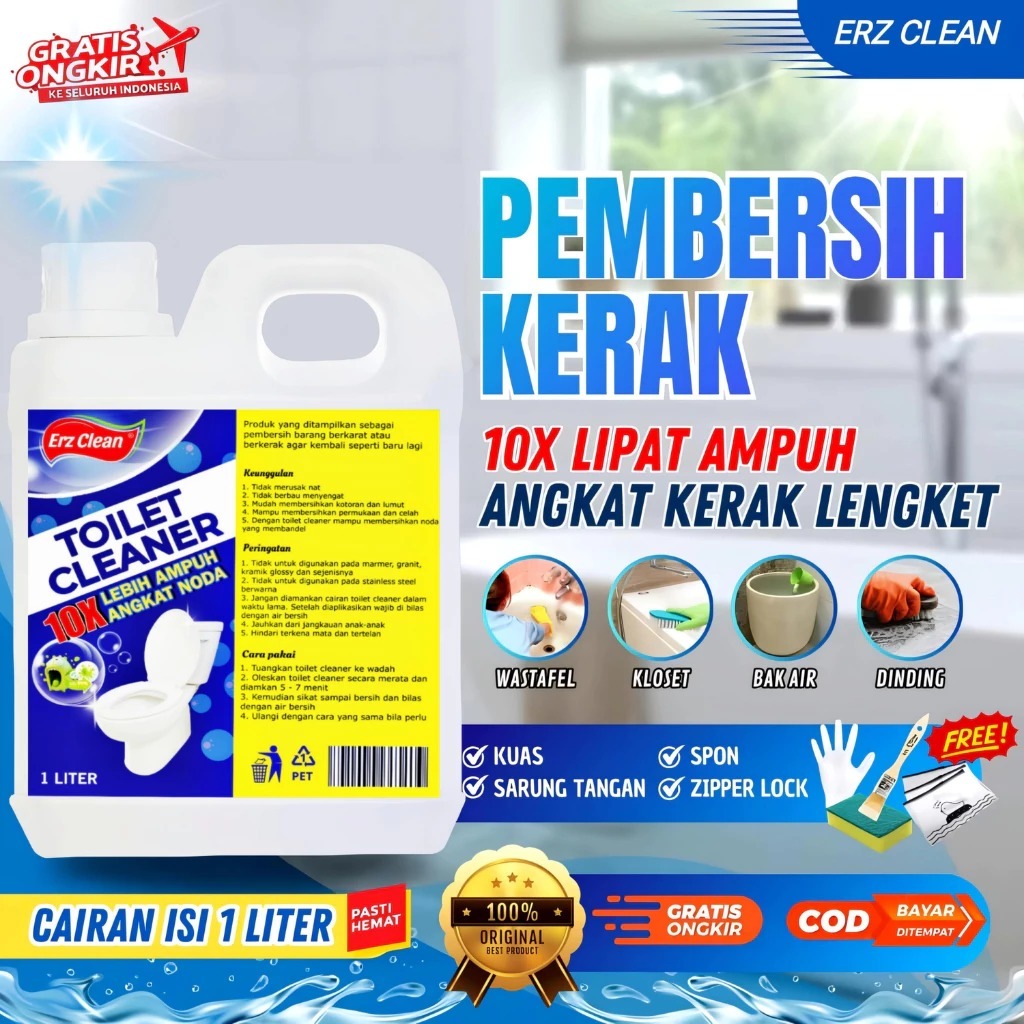 (Cairan warna pink) TOILET CLEANER ERZ Pembersih Noda Kerak Toilet Kloset Produk 100% original ukura