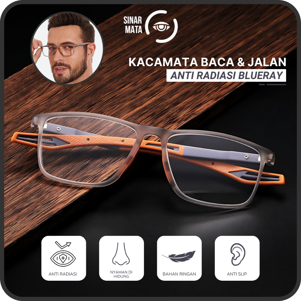 Kacamata Baca Jalan Lensa Plus Auto Focus Anti Radiasi Glasses Unisex Premium Original