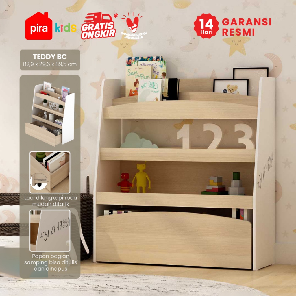 Pira Kids - Teddy BC Rak Buku Anak / Rak Buku Montessori
