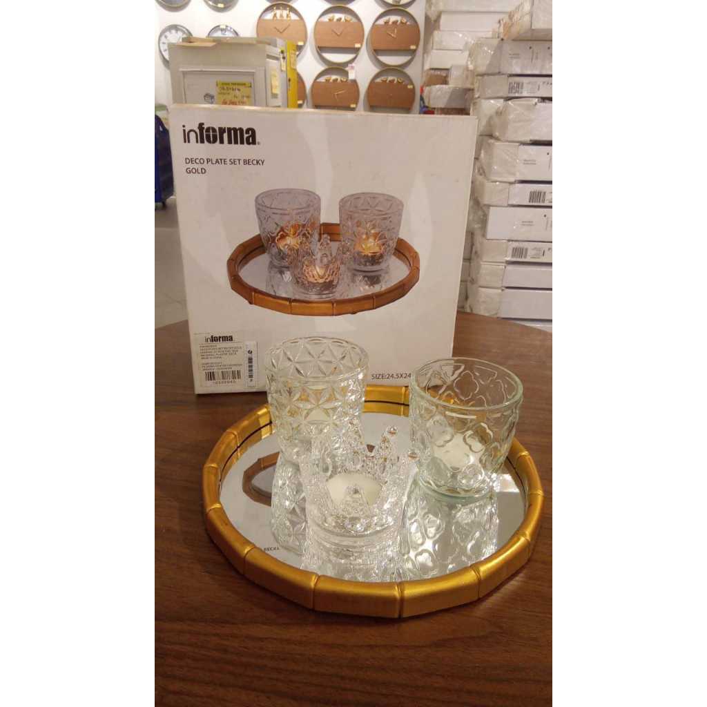 Informa Deco Plate Set Becky Gold - Dekorasi Meja Informa