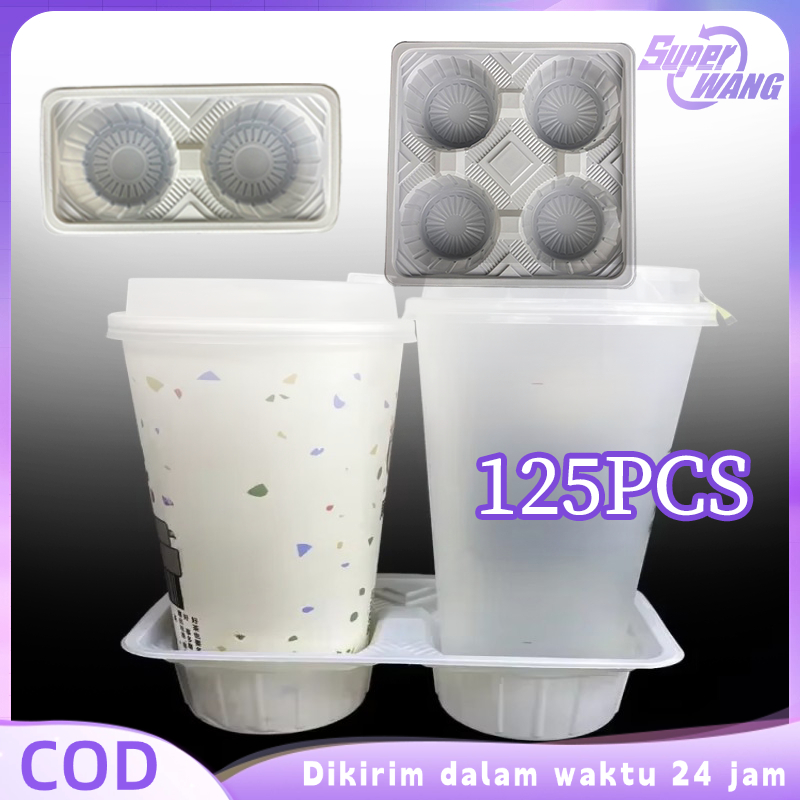 125pcs Holder Cup Take Away 2cup/4cup Cup Tray Holder Plastik Tatakan Gelas Take Away