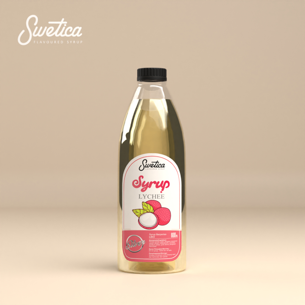 Sirup Leci 600ml Swetica Silver |Sirup Buah Campuran Kopi| Sirup Kekinian Favorit Barista Horeca