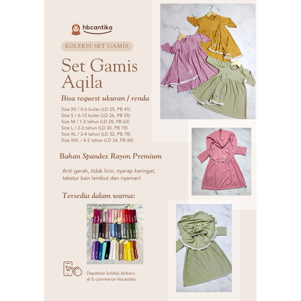 Set Gamis Aqila Full Polos / Gamis Kaos Bayi Adem
