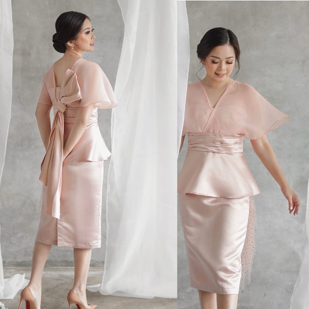 XIU – KIMONO DRESS / PARTY DRESS / DRESS TILLE / CUSTOM DRESS PESTA / BAJU PESTA / ROSEGOLD /BAJU PE