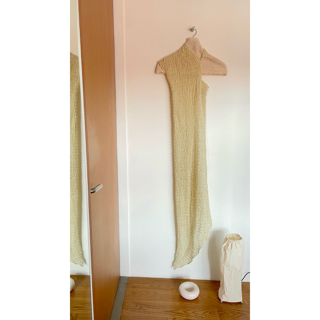 ANW - Slanted Asymmetrical Dress (Powder Yellow)