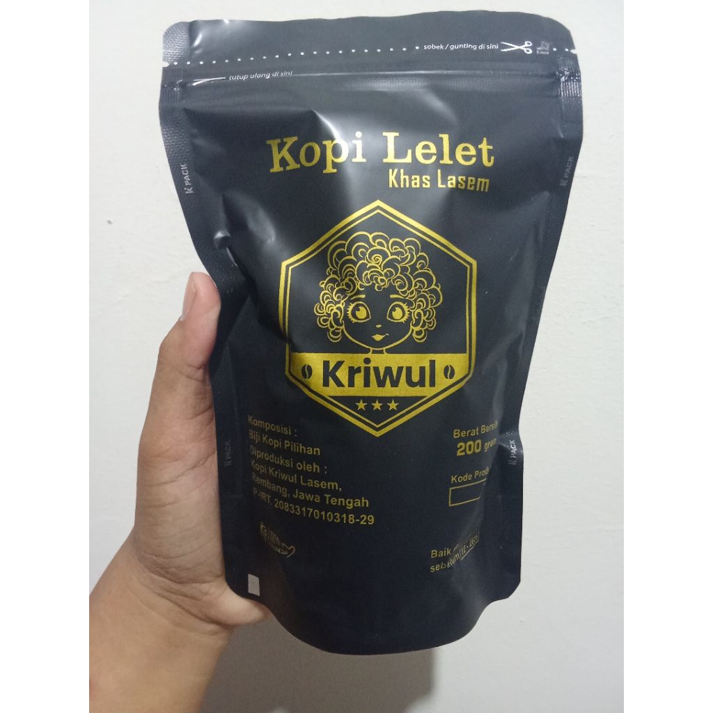 KOPI LELET KRIWUL POUCH 200GR/KOPI LELET KRIWUL LASEM/KOPI LELET ASLI LASEM