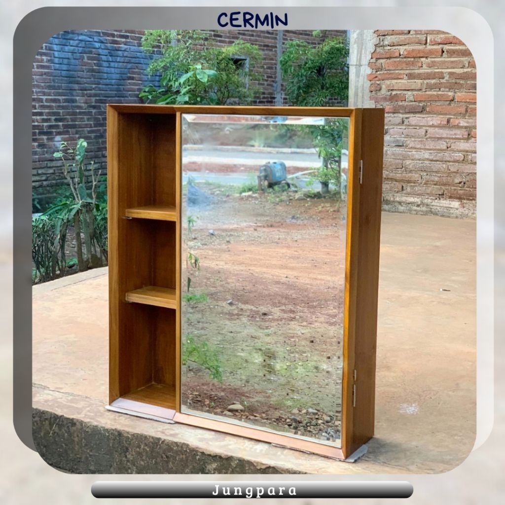 Cermin wastafel kaca cermin dinding jati