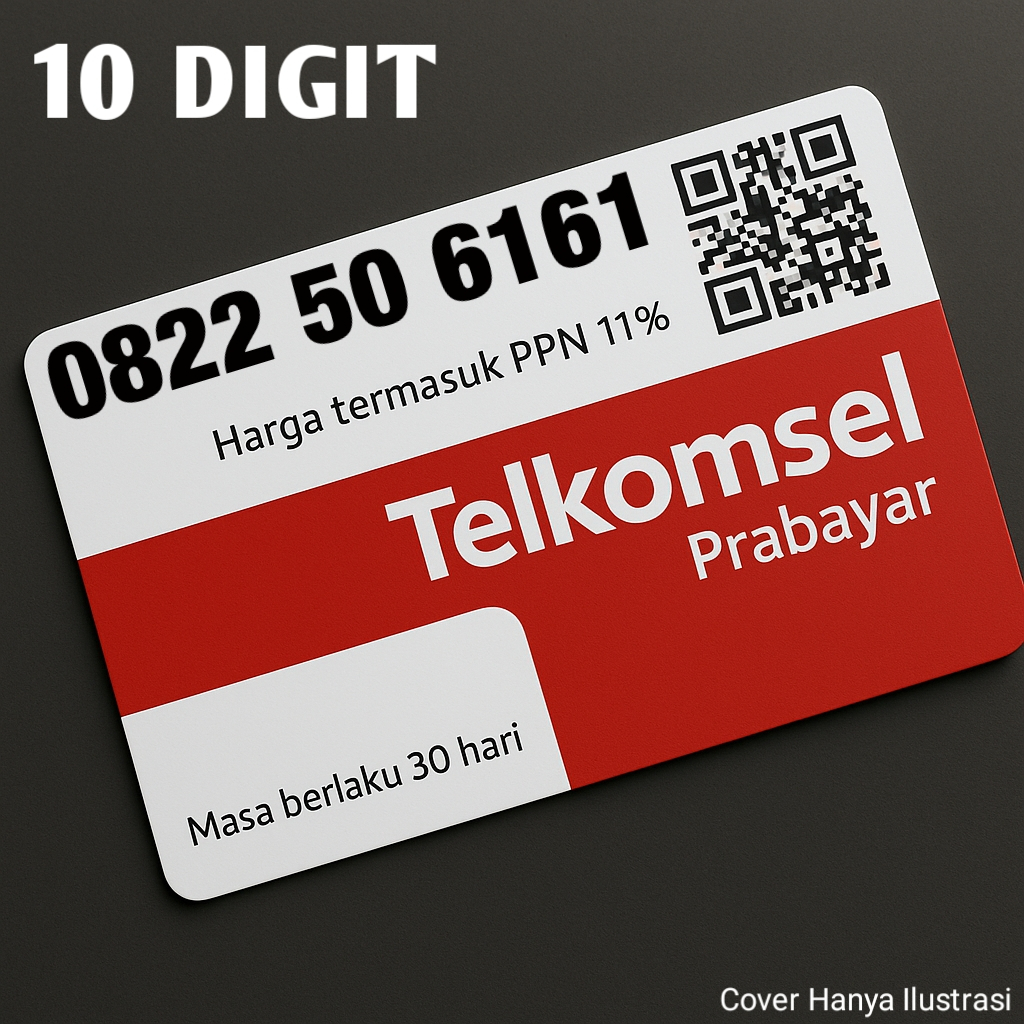 Telkomsel Simpati - Kartu Perdana Nomor Cantik 10 DIGIT -  O822 50 6161
