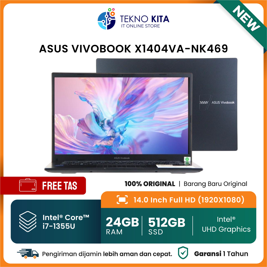 Laptop Asus VivoBook X1404VA | Core I7-1355U | RAM 24GB | 512GB SSD | Intel UHD Graphics | 14" FHD |