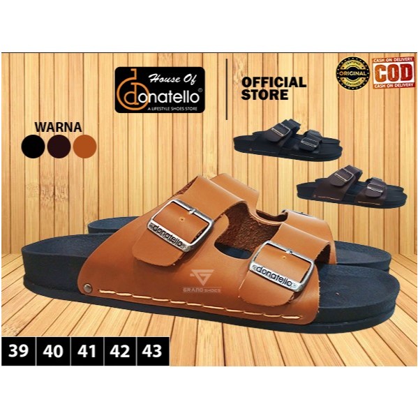 DONATELLO sandal sendal slide slop gesper flat terbaru kasual pria laki laki dewasa Original