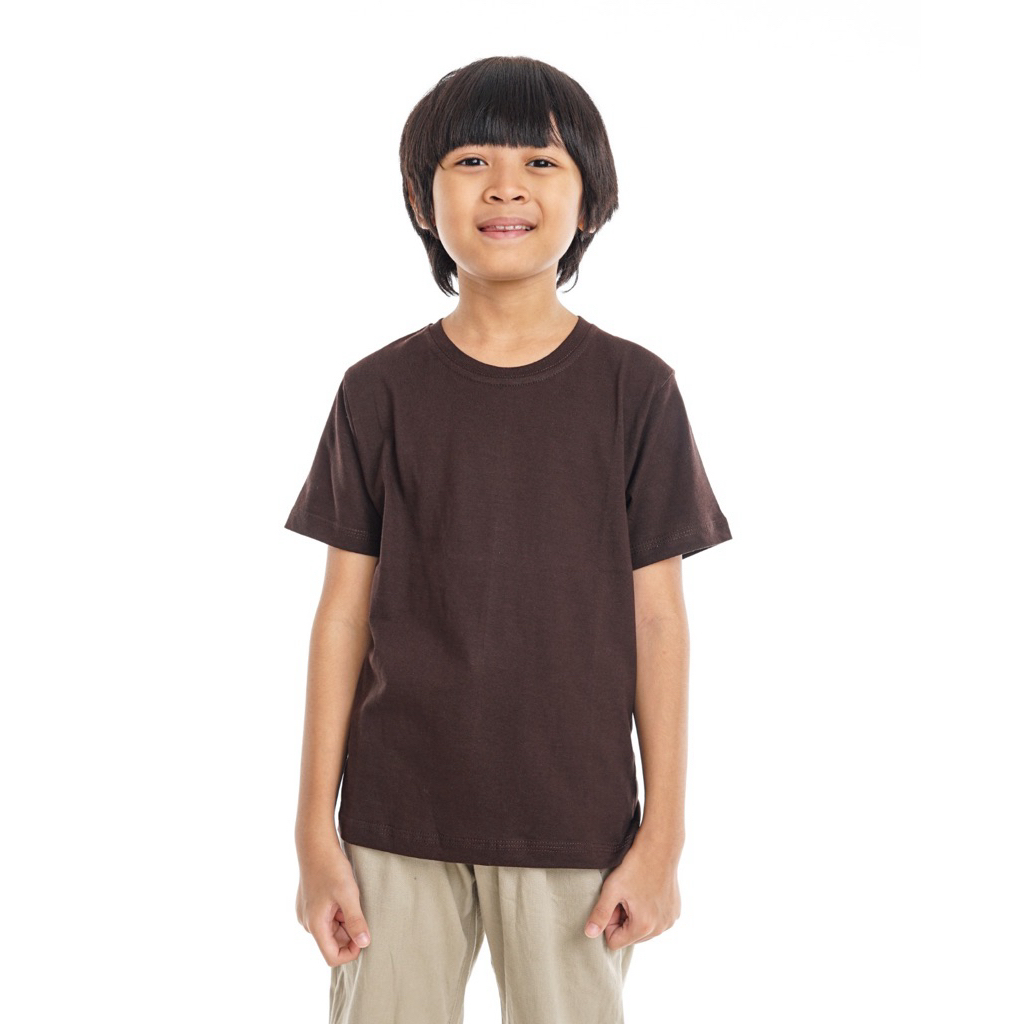 KAOS POLOS ANAK COTTON COMBED 30s REGULER FIT - COKLAT TUA