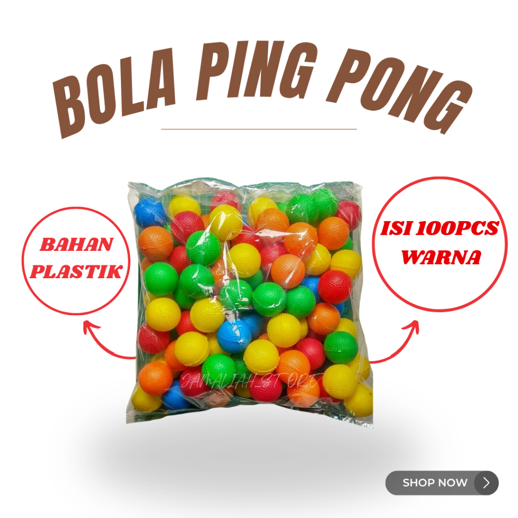 100 Pcs Bola Ping Pong / Bola Pingpong Plastik Warna Warni