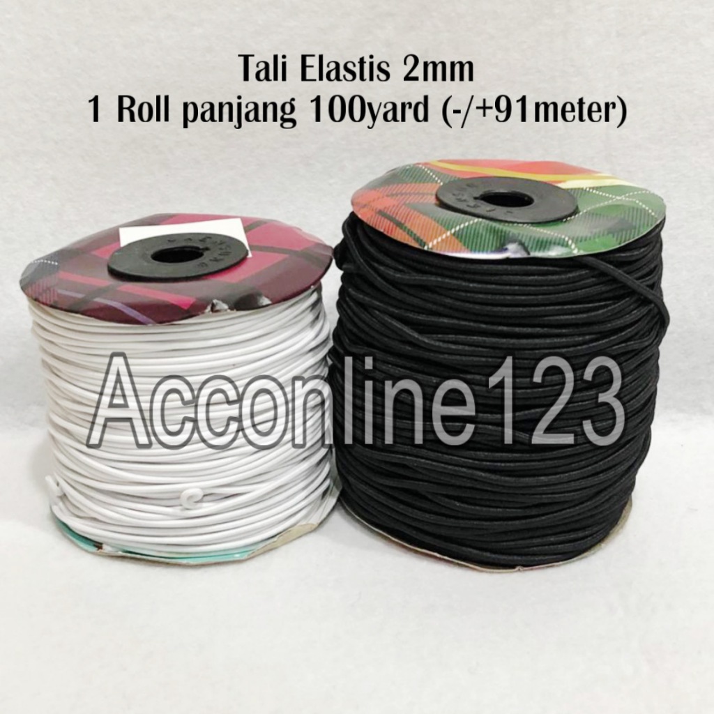 Tali Karet Elastis 2mm / Tali Kur Karet Elastis Bulat Diameter 2mm – 1 Roll