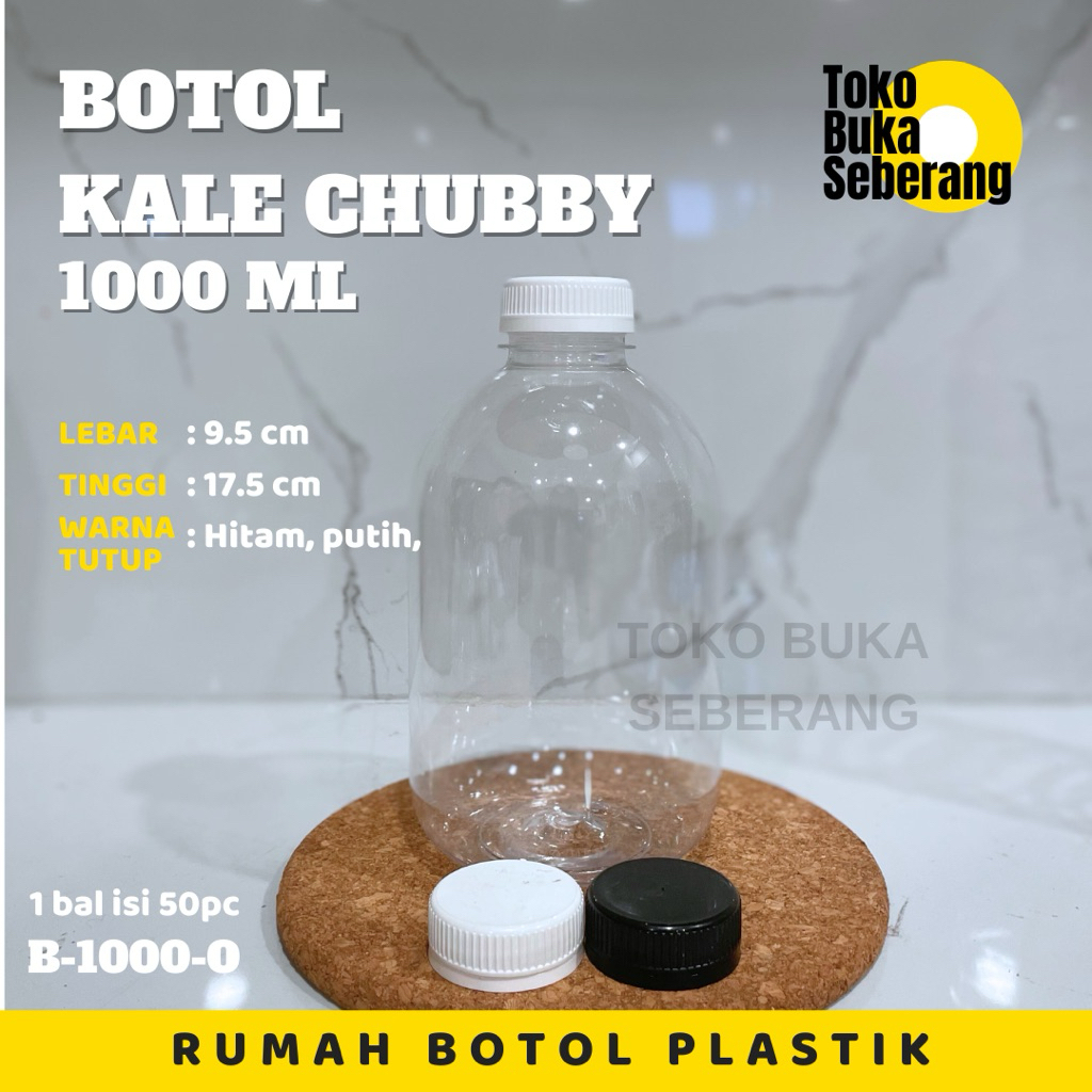 Botol plastik 1000ml Kale Chubby / Botol chubby / Botol gendut / Botol kale 1 liter / Botol 1liter /