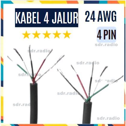 1Meter Kabel 4 Jalur Kabel Kontrol isi 4 Plus Ground Kabel Serabut 24Awg 4pin AWG 24
