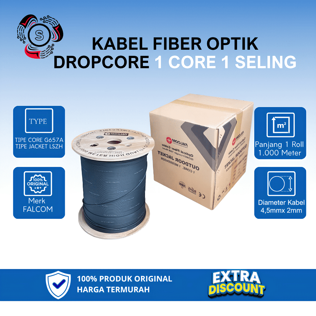 KABEL FIBER OPTIK DROPCORE 1 CORE 1 SELING MERK FALCOM (KSFO083)