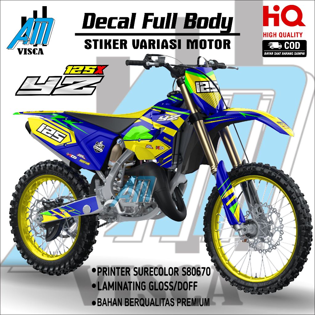 Decal YZ 125X Full Body Stiker Motor Yamaha YZ 125X 2022 Variasi Motif Racing