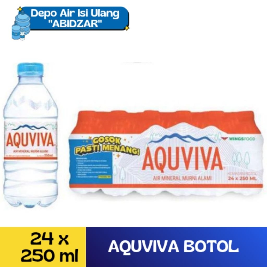 AQUVIVA BOTOL MINI 250ML ( 1 PACK ISI 24 BOTOL ) AIR MINUM AQUVIVA / AQUVIVA AIR MINERAL 250ML