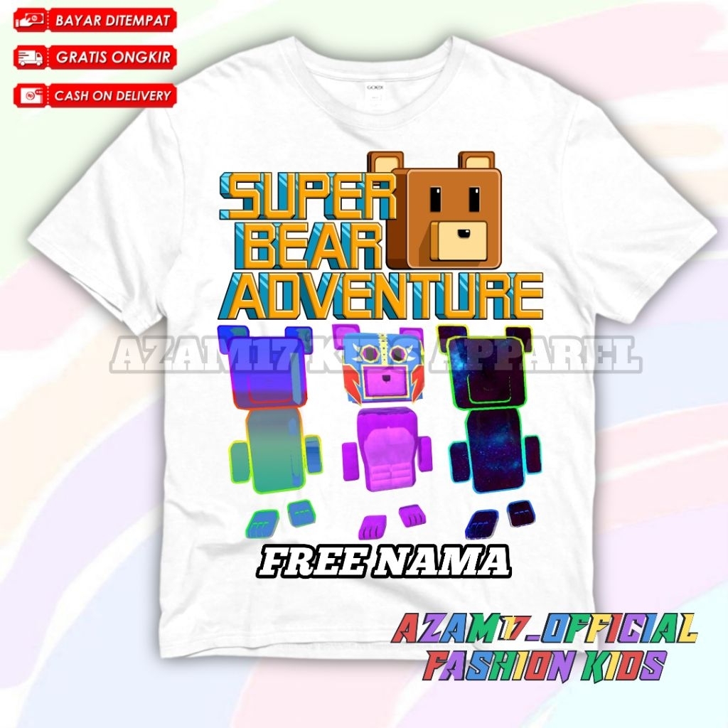 (BISA COD) Kaos Anak Baju Anak Game Super Bear Anak Free Nama / Kaos Tshirt Anak Game Super Bear Adv