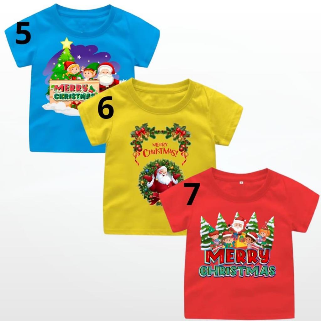 Kaos Natal Anak Merry Christmas Usia 2-16 Tahun Laki Laki Perempuan Baju Natal Anak Unisex