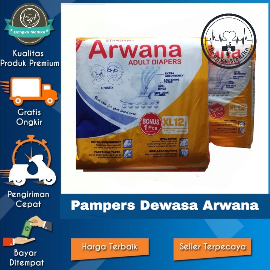 Pamper Dewasa Arwana  Popok Dewasa Arwana XL isi 12+1Pcs