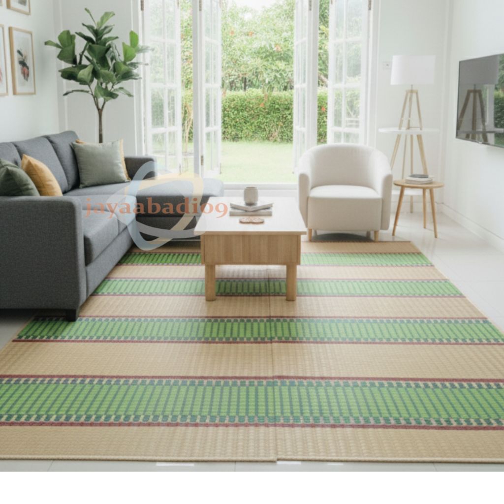 Tikar Lipat Mendong 200x250 Asli Tenun | Alas Piknik Camping Outdoor Jumbo Natural