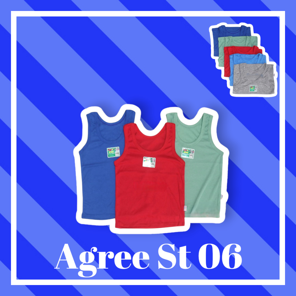 ( 3 Pcs ) Singlet Anak Agree Kids ST 06 | Kaos Dalam Agree Kids ST 06 Warna Polos | Kaos Singlet Mur