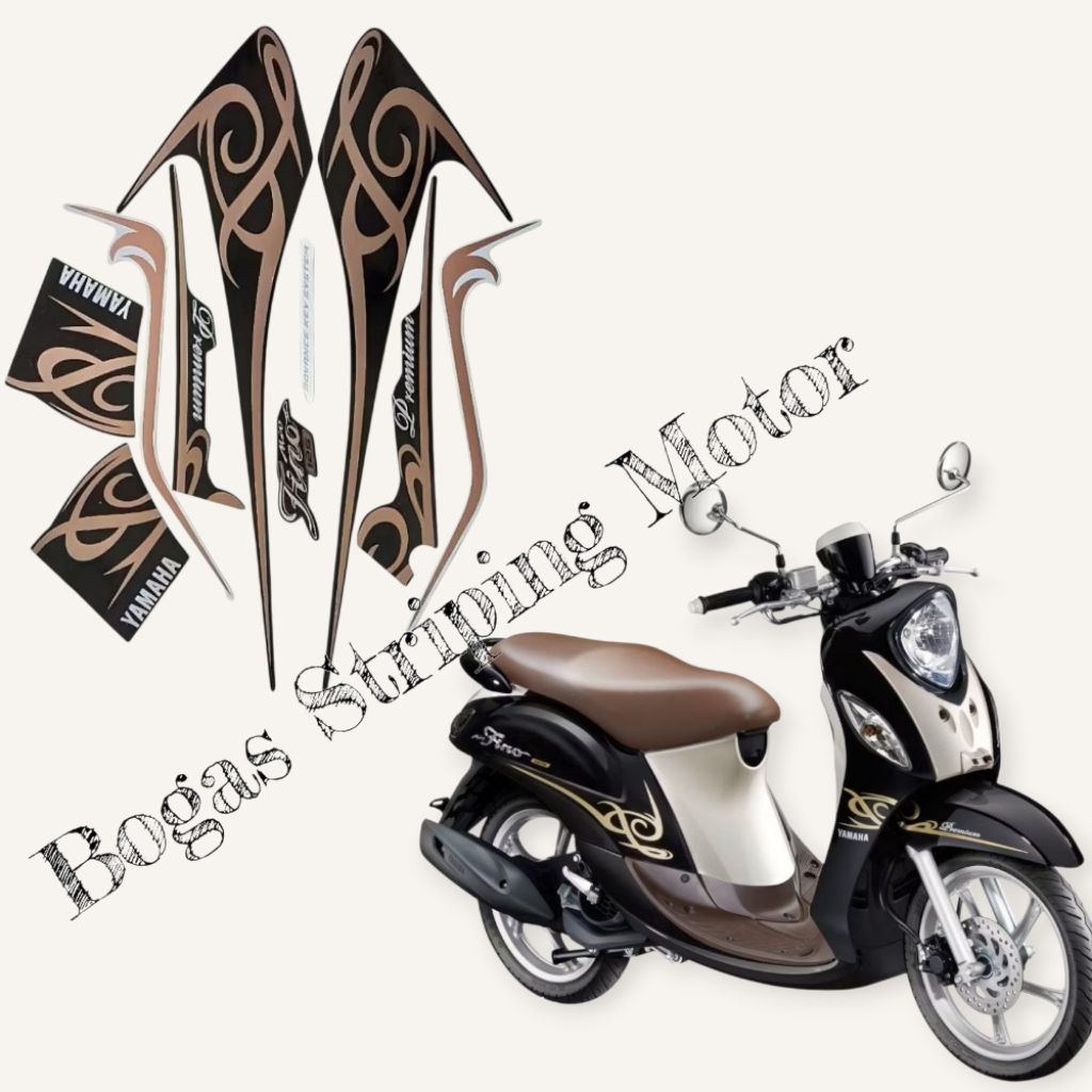 Stiker Lis Les Polet Bodi Motor Yamaha Fino 125 Premium 2017 Hitam Full Body List Standar