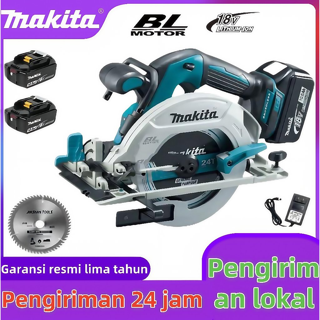 Makita DHS680 Nirkabel kayu bundar gergaji, hadiah gratis dua lithium baterai sikat sikat 18v kayu m