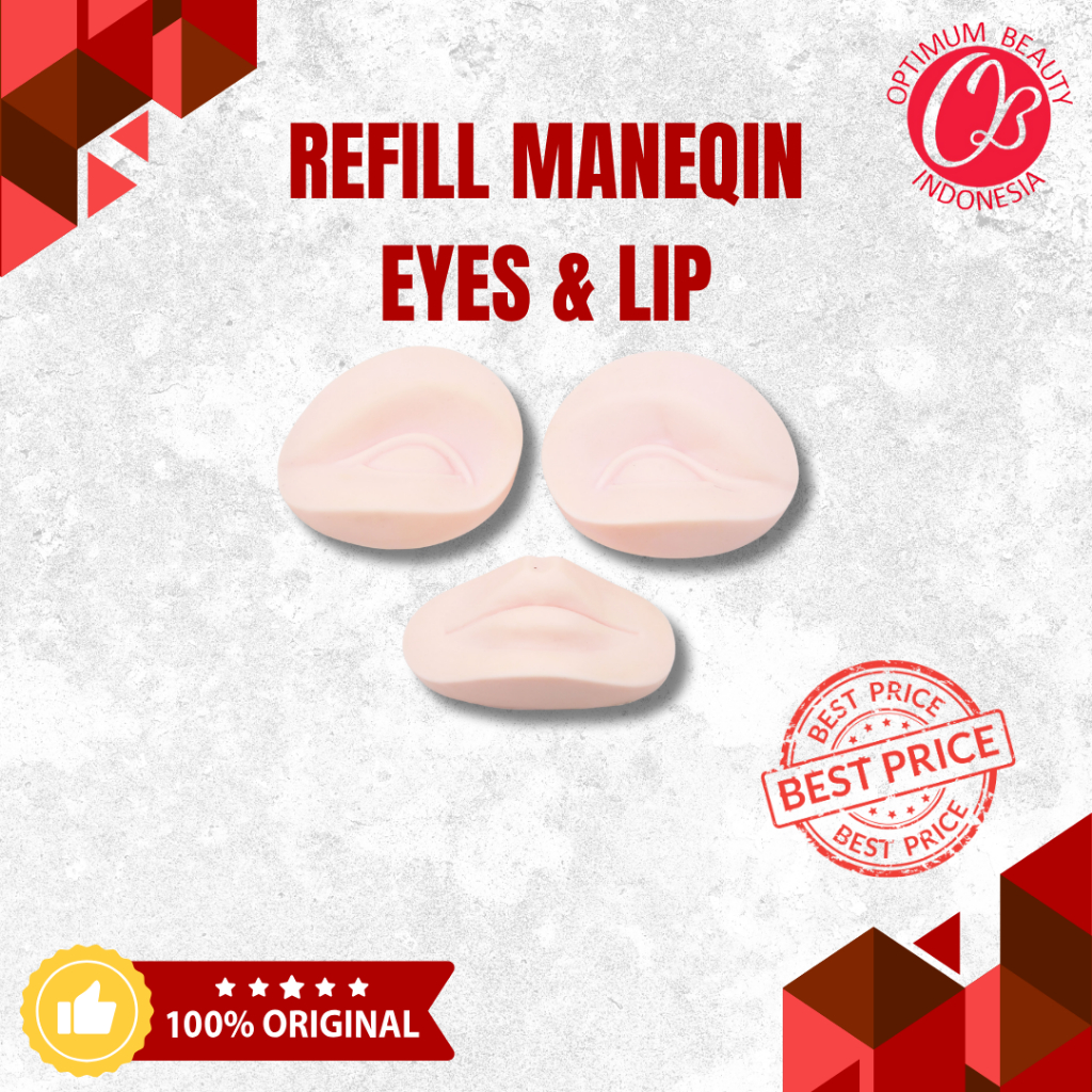 OPTIMUM BEAUTY - Refill Mannequin Silikon  - Alat Latihan Sulam Alis, Sulam Bibir & Sulam Eyeliner