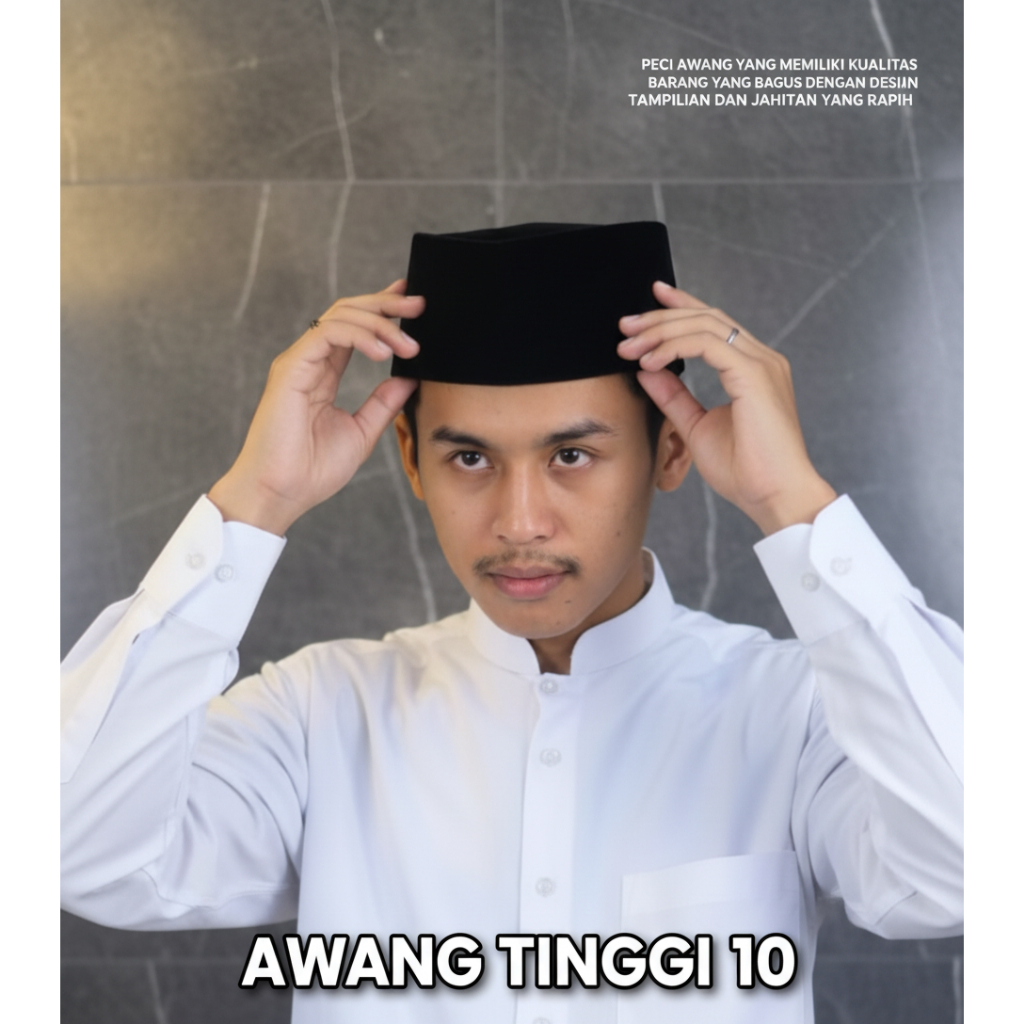 Songkok Hitam Awang Peci Awang Tinggi 10 Kopyah Awang Peci Hitam AC Peci Hitam