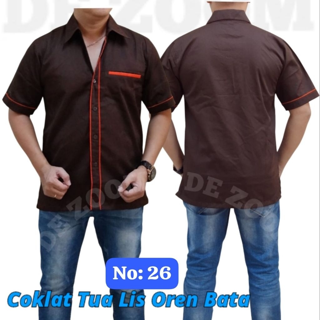 Kemeja Seragam Polos Bahan American Drill Lengan Pendek Unisex