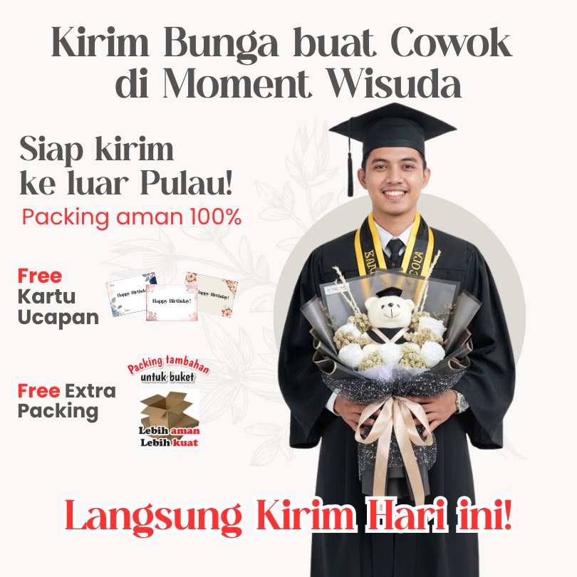 Buket Bucket Bouquet Wisuda Cowok Pria laki Laki | Bellaris Boneka hitam