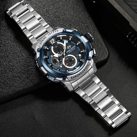 JAM TANGAN PRIA EVANS JAYDEN 9617 RANTAI STAINLESS CHRONO ORIGINAL KACA SAPPHIRE WATER RESSITANT