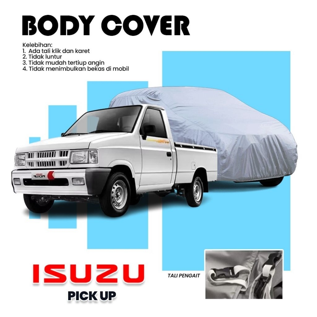 PANTHER PICK UP Body Car Cover Selimut Sarung Mantel Mobil SILVER + Tali Pengait Velg