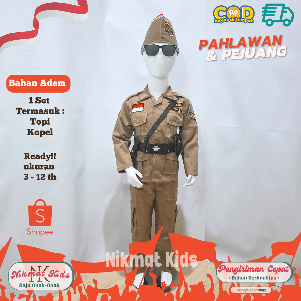 Berkualitas Baju pahlawan anak Seragam pejuang kemerdekaan anak laki laki kostum pahlawan anak