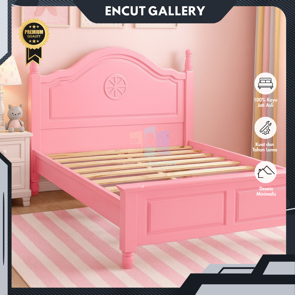 Dipan Tempat Tidur Anak Perempuan Ukuran 120x200 Cm Dipan Minimalis Duco Pink