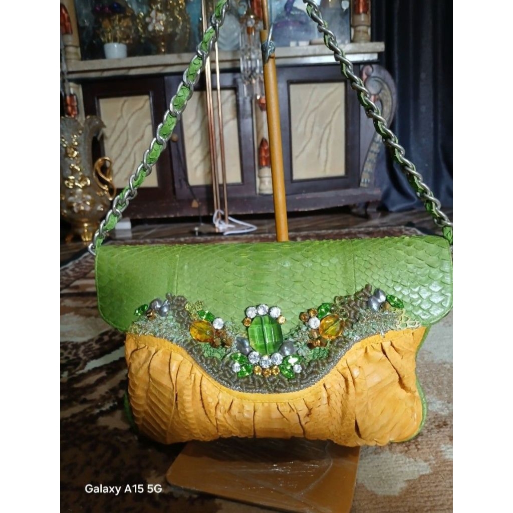 Tas kulit ular asli mewah variasi batu2 preloved
