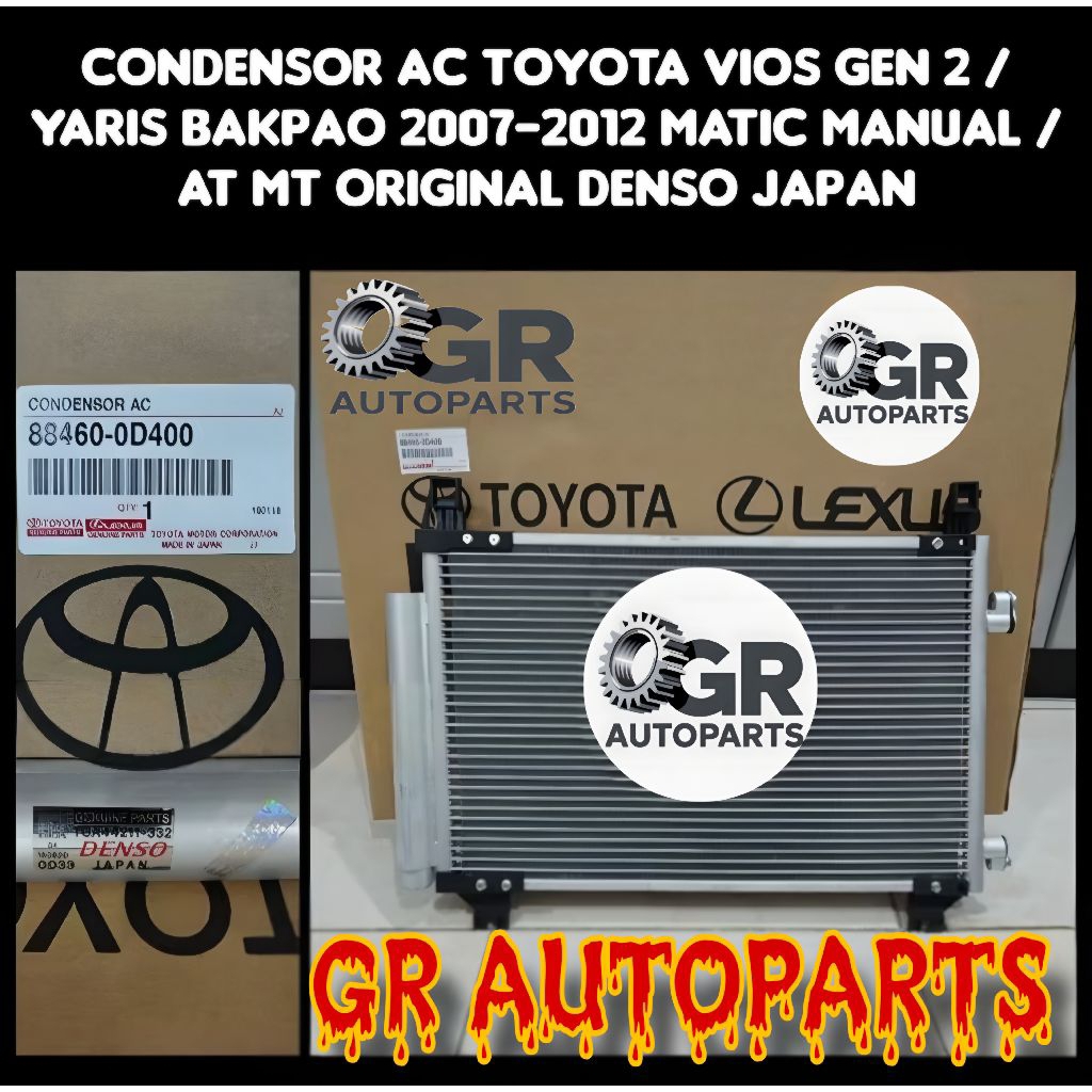 CONDENSOR AC KONDENSOR TOYOTA VIOS GEN2 / YARIS BAKPAO 2007-2012 DENSO JAPAN