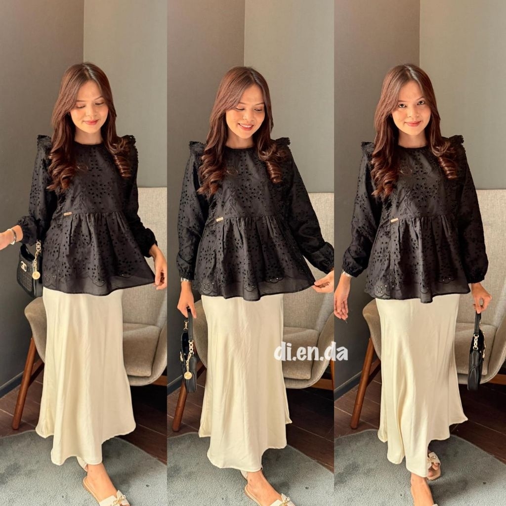 Di.en.da Fashion Blus premium renda Full puring/ atasan Katbol/ blus mewah renda/ blus wanita cantik