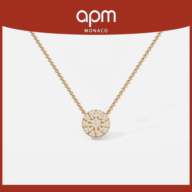 APM Monaco | Kalung Wanita "Soleil" Desain Kompas Bintang Emas Bergaya Bohemia, Kalung Salib dengan 